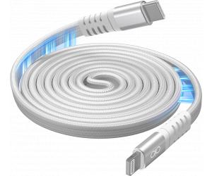 Câble Renforcé Magnétique USB C / Lightning 3A 1.2m PD 60W Blanc + Garantie à vie
