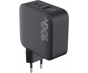 	 Chargeur USB A + 2 USB C 100W Power Delivery GaN Noir + Garantie à vie