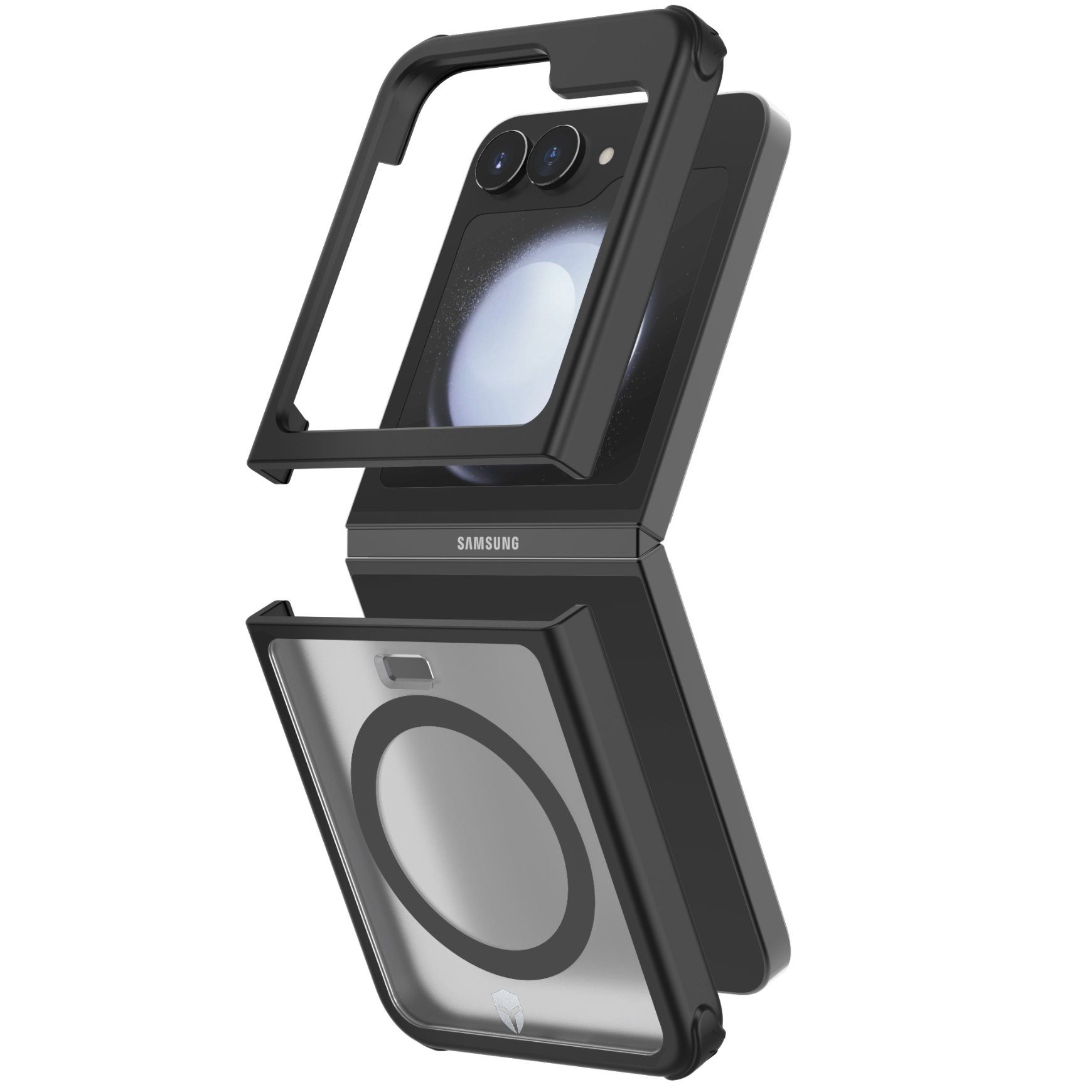 Double Coque Renforcée pour Samsung Galaxy Z Flip 6 DUO Compatible MagSafe Frost Noire - Garantie à vie Force Case