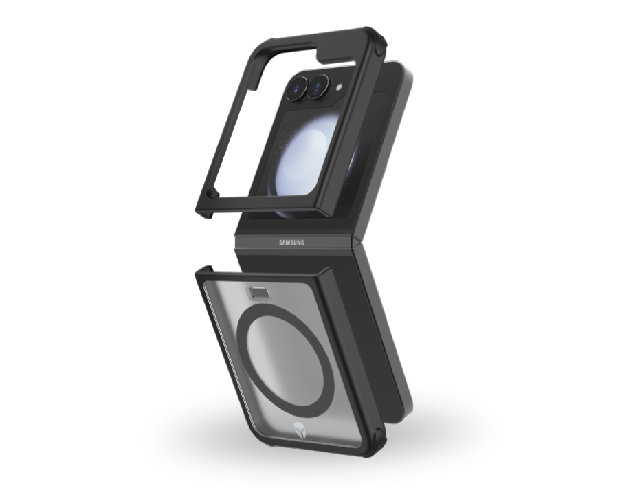 Double Coque Renforcée pour Samsung Galaxy Z Flip 6 DUO Compatible MagSafe Frost Noire - Garantie à vie Force Case