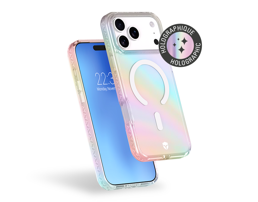 Coque renforcée MagSafe iPhone 17 Pro Max AIR 3m Transparente Holographique + Garantie à vie
