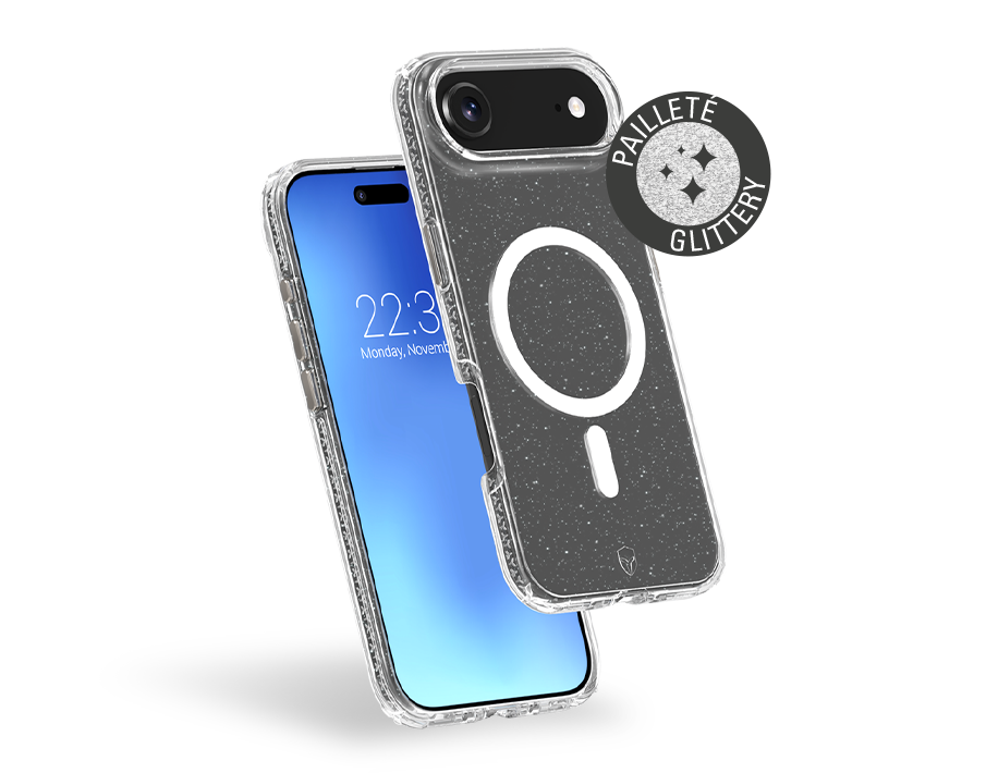 Coque renforcée MagSafe iPhone Air / AIR XTREM 4m Norme Militaire MIL-STD 810G Transparente avec Paillettes + Garantie à vie