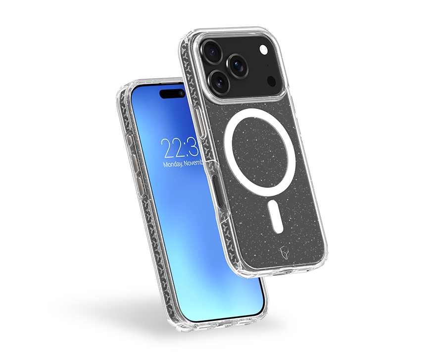 Coque renforcée MagSafe iPhone 17 Pro AIR XTREM 4m Norme Militaire MIL-STD 810G Transparente avec Paillettes + Garantie à vie