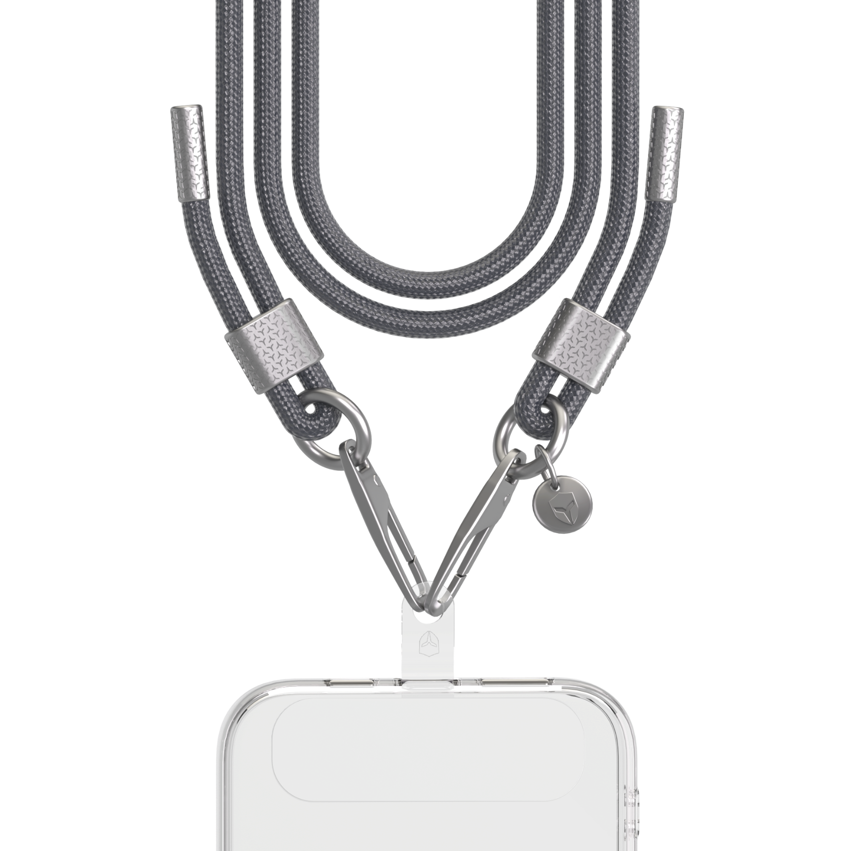 Bandoulière téléphone Universelle Cordon Gris détails argentés - Garantie à vie Force Case