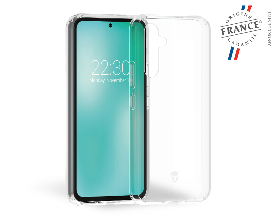 Coque Renforcée Samsung Galaxy A54 5G FEEL Origine France Garantie à vie Transparente - 50% Plastique recyclé Force Case
