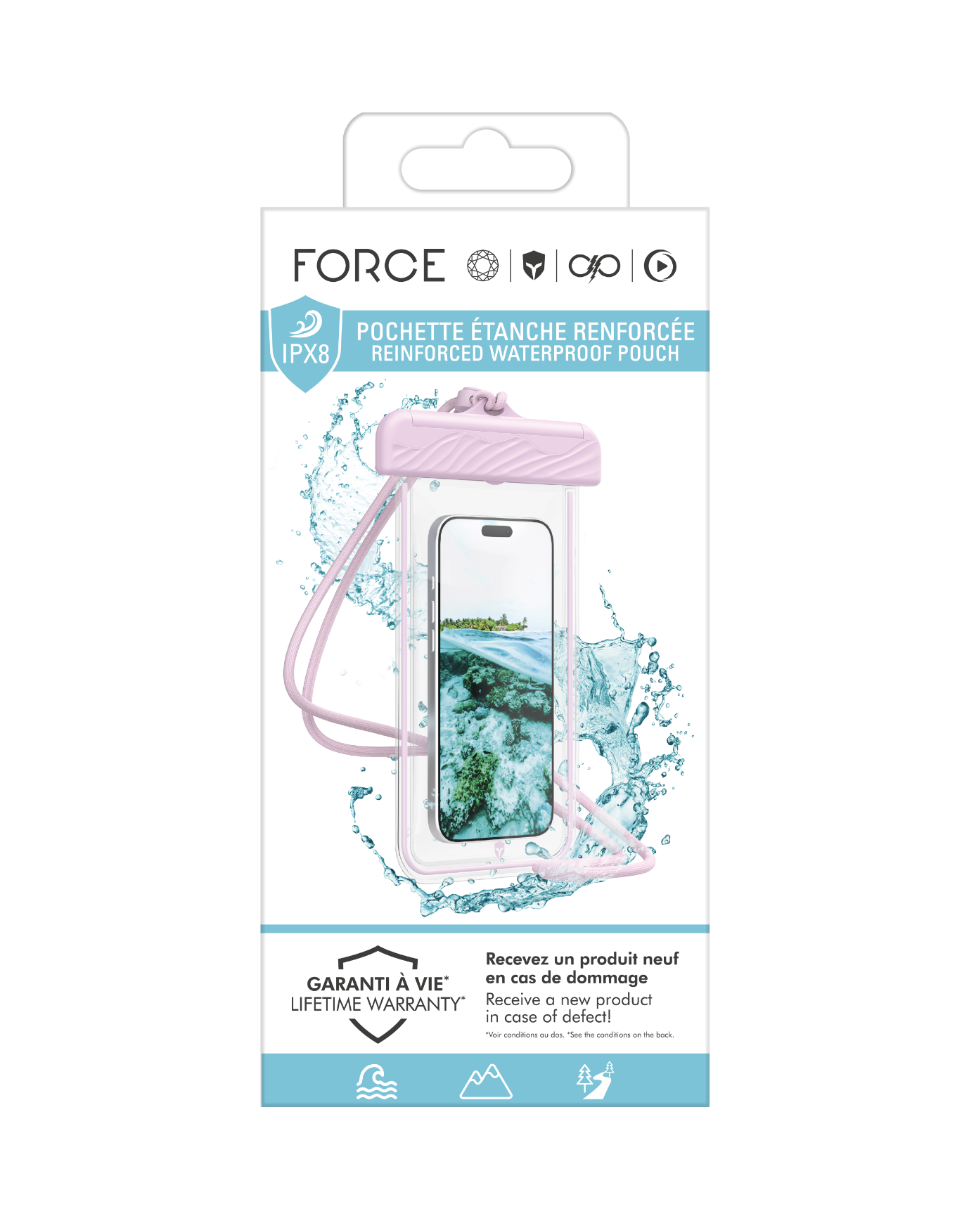 Pochette Etanche Universel Renforcée IPX8 Rose + Garantie à vie