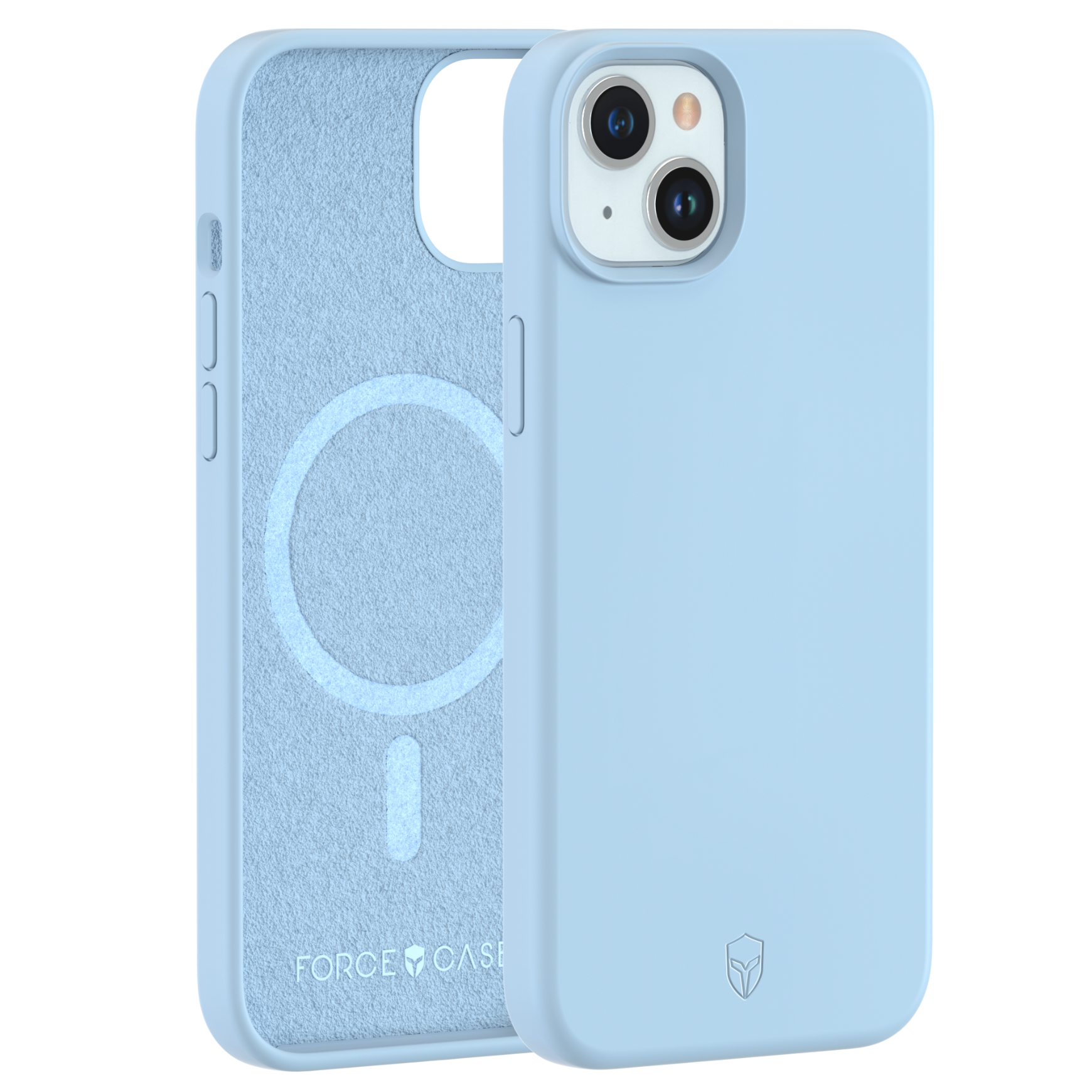 Coque iPhone 15 Silicone Renforcée Compatible MagSafe Garantie à vie Bleu Ciel Force Case