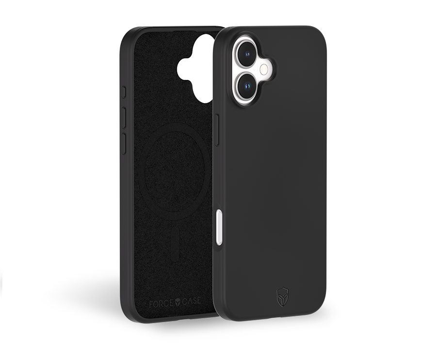 Coque Renforcée iPhone 16 Plus Silicone Compatible MagSafe Noire - Garantie à vie Force Case