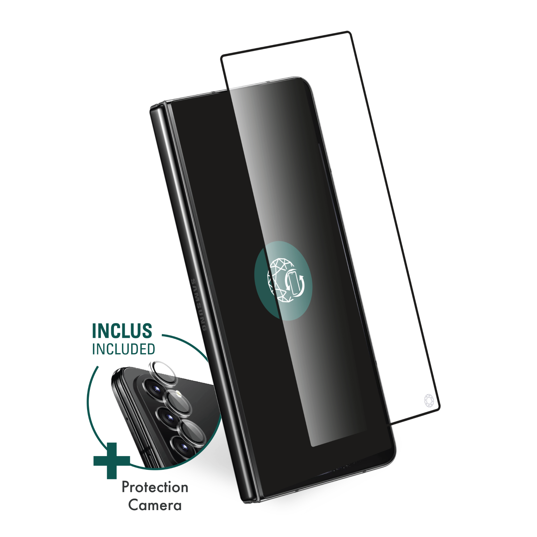 Pack Protège-écran Samsung Galaxy Z Fold 6 2.5D Original + 3 Protège Lentilles + Garantie à vie - Certifié GRS