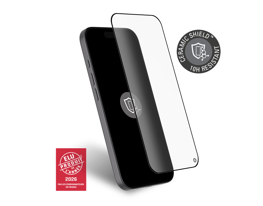 Protège écran iPhone 17 / 16 Pro Ceramic Shield 2.5D Verre trempé + Garantie à vie - Certifié GRS