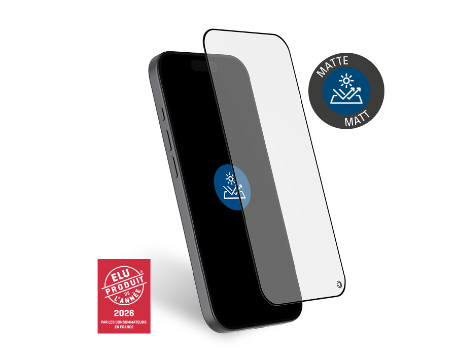 Protège écran iPhone 17 / 16 Pro Mat Anti-reflet 2.5D Verre trempé + Garantie à vie - Certifié GRS