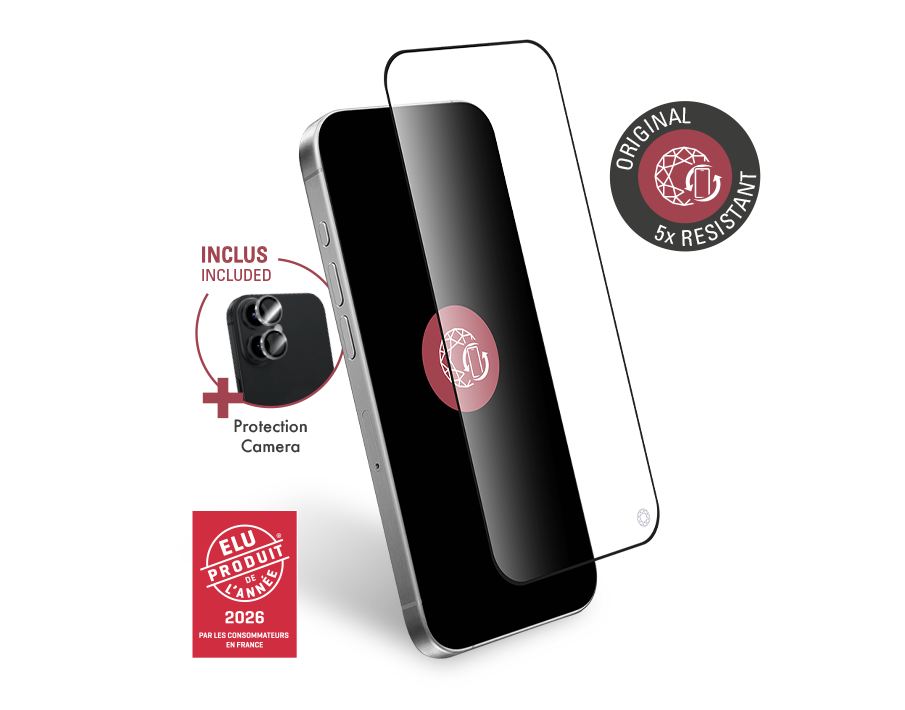 Pack Protège écran en verre organique 2,5D Original + protège lentilles pour Apple iPhone 16 - Garantie à vie Force Glass