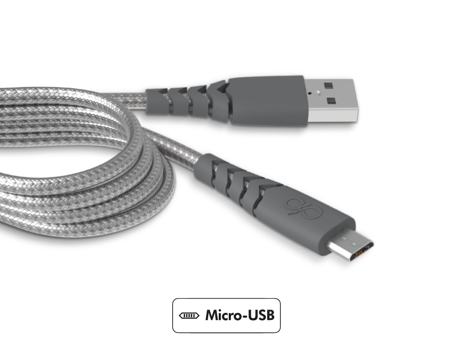 Câble renforcé USB A/micro USB 2 m 2.1A Gris Force Power