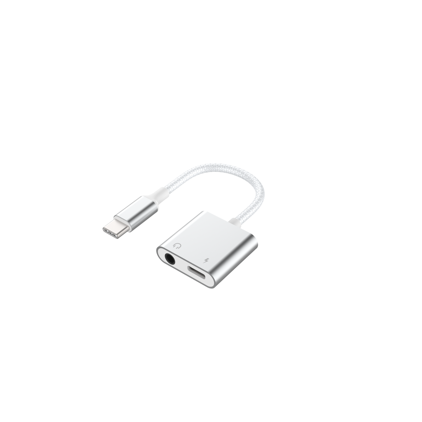 Adaptateur Duo Renforcé USB C vers Jack 3.5mm + USB C PD 100W Blanc Force Power Lite