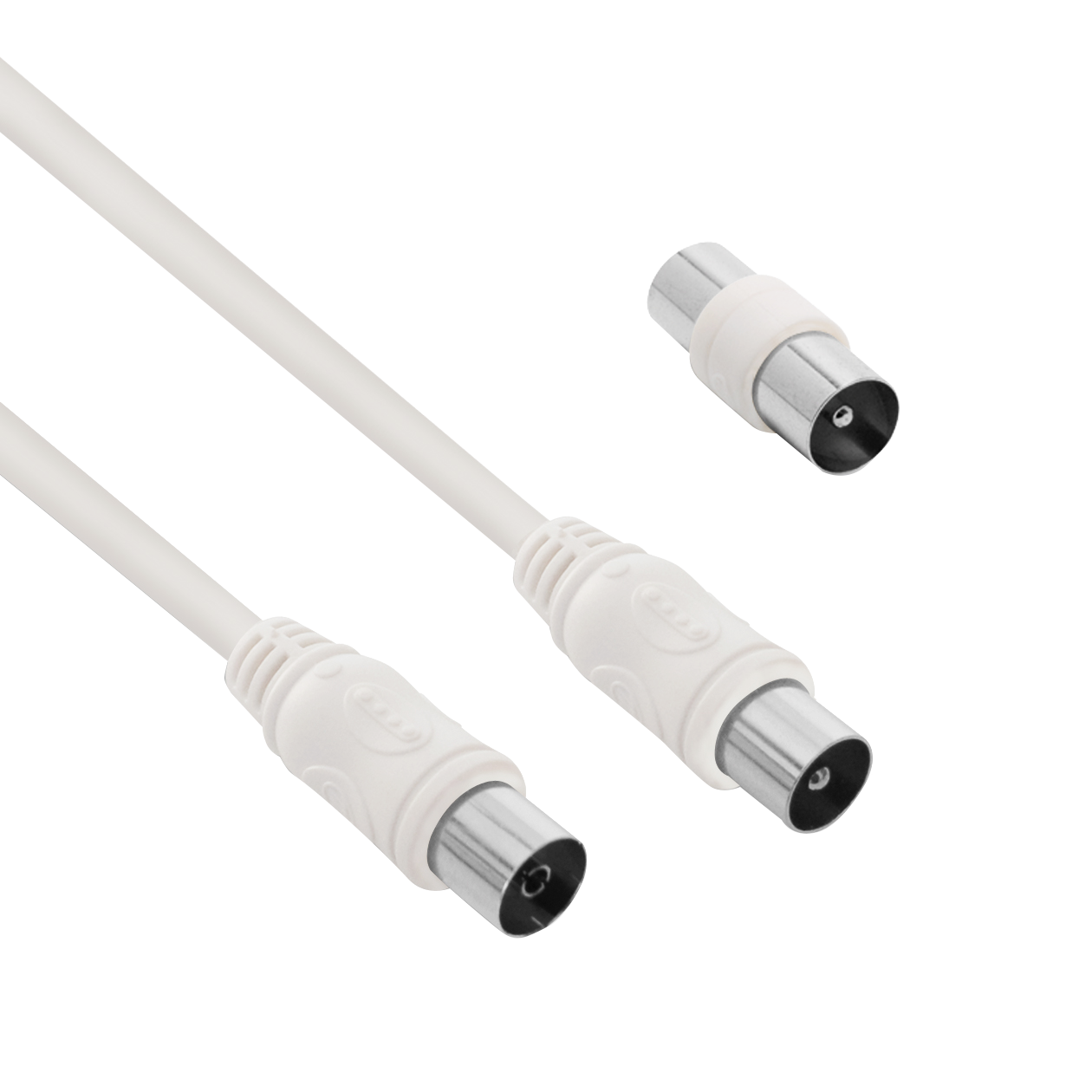 Câble TV Coaxial 9,52mm Mâle / Femelle 2m Adaptateur Mâle / Mâle Blanc Force Power Lite