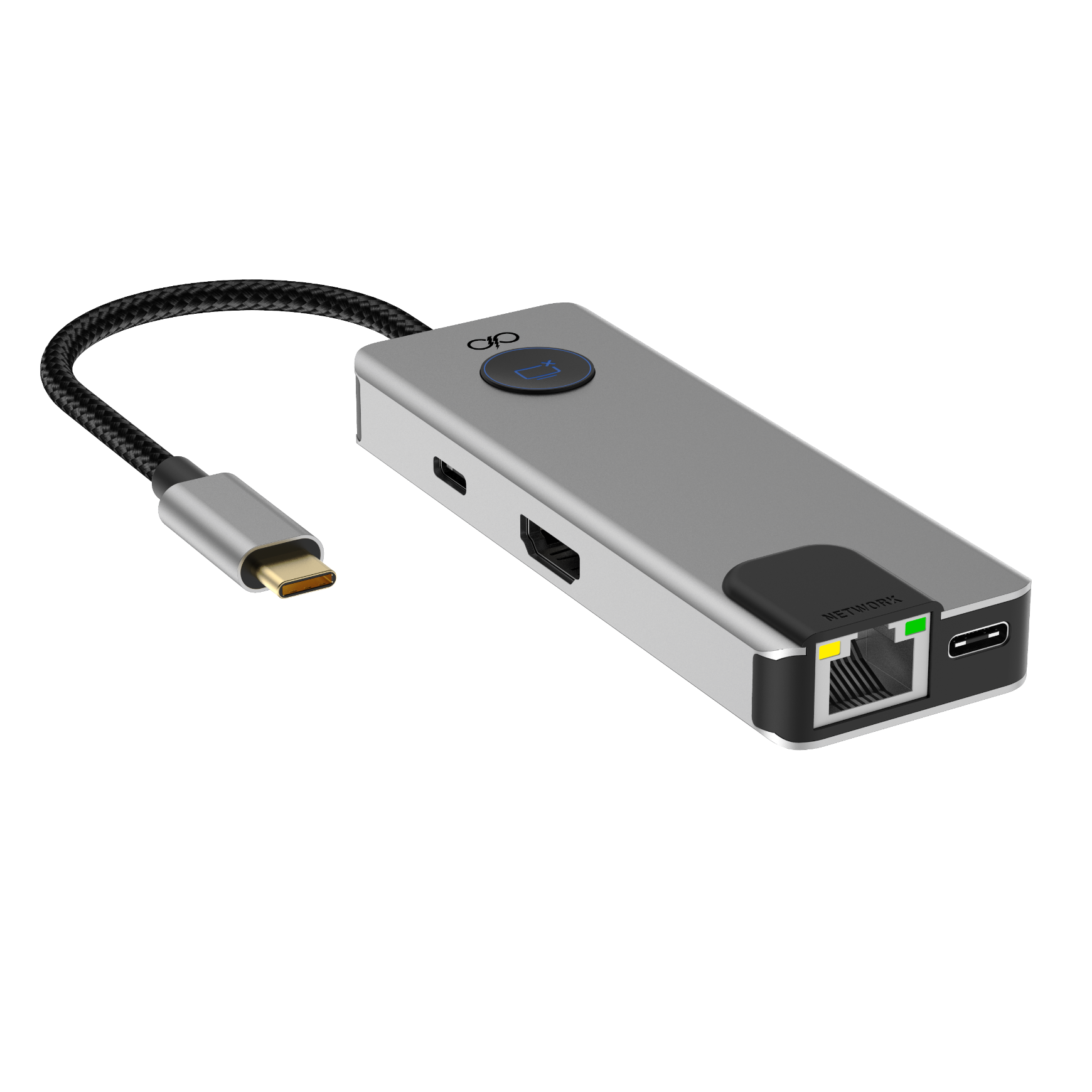 Hub USB C Multiports 7 en 1 HDMI™ + 2 USB A 3.0 + 3 USB C 3.0 + RJ45 PD 100W Gris