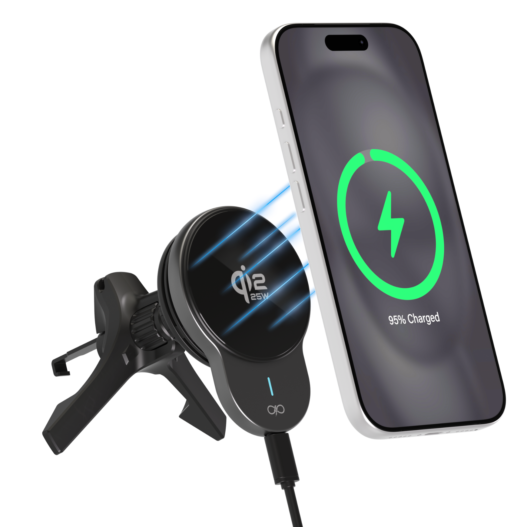 Chargeur sans fil voiture MagSafe 25W Qi2.2 Support Ventilation Noir + Garantie à vie