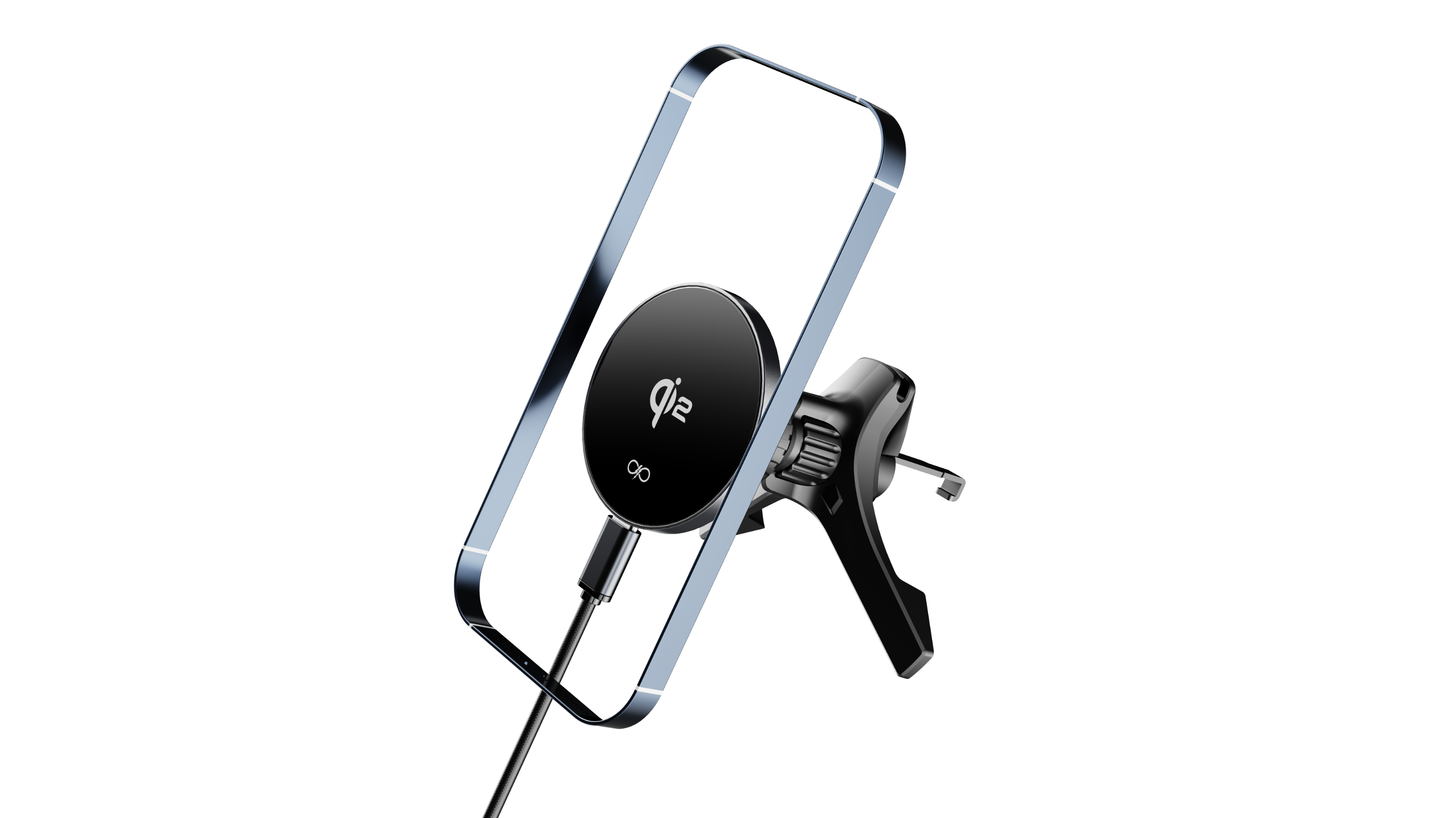 Chargeur sans fil voiture Magnétique MagSafe 15W Qi2 Support Ventilation Noir + Garantie à vie