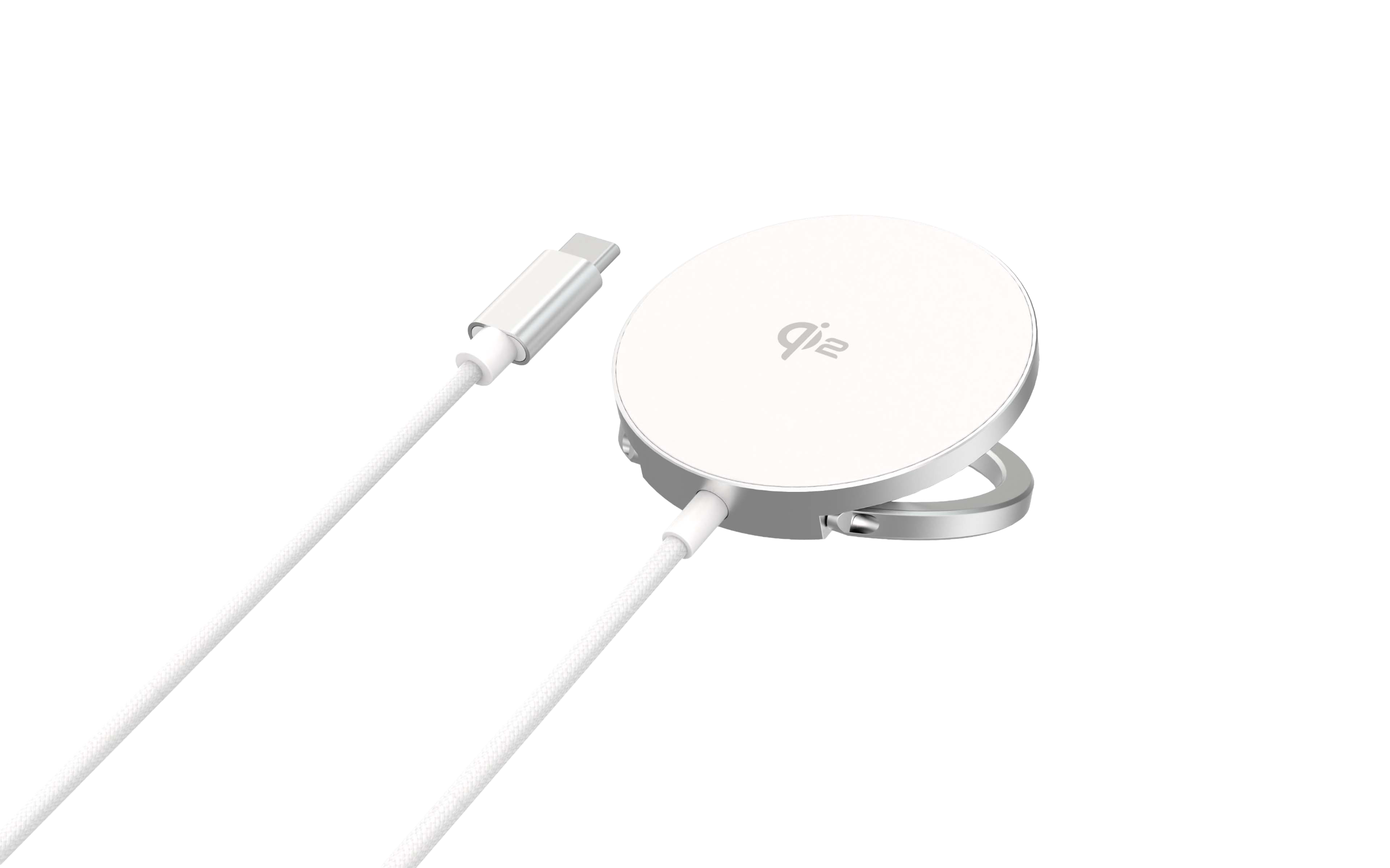 Chargeur sans fil Magnétique 15W Qi2 Stand retractable + Chargeur USB C 20W PD Blanc et Argent + Garantie à vie