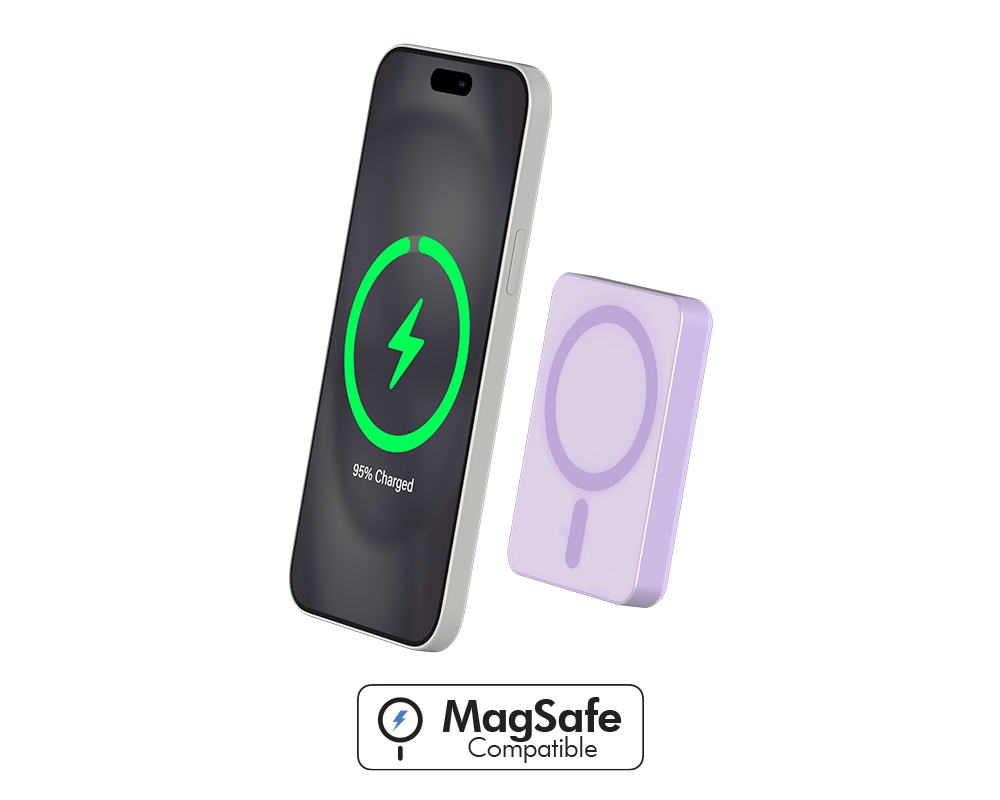 Powerbank 5000mAh Compatible MagSafe Induction 15W Violet - Garanti à vie Force Power