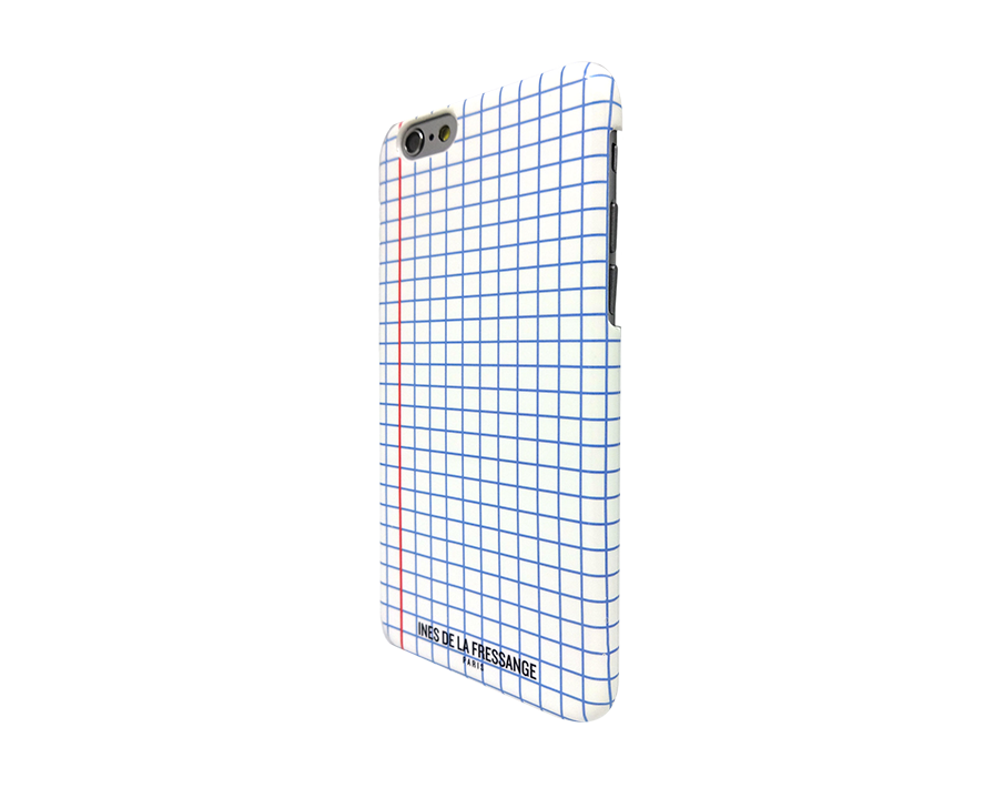 Coque semi-rigide a carreaux Ines de la Fressange blanche pour iPhone 6/6S